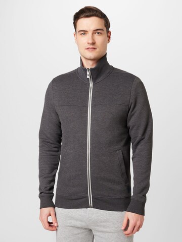 TOM TAILOR Zip-Up Hoodie in Grey: front