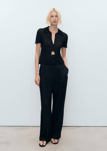 MANGO Wide leg Pleat-Front Pants 'Carla' in Black
