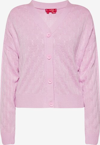 swirly Knit Cardigan in Pink: front