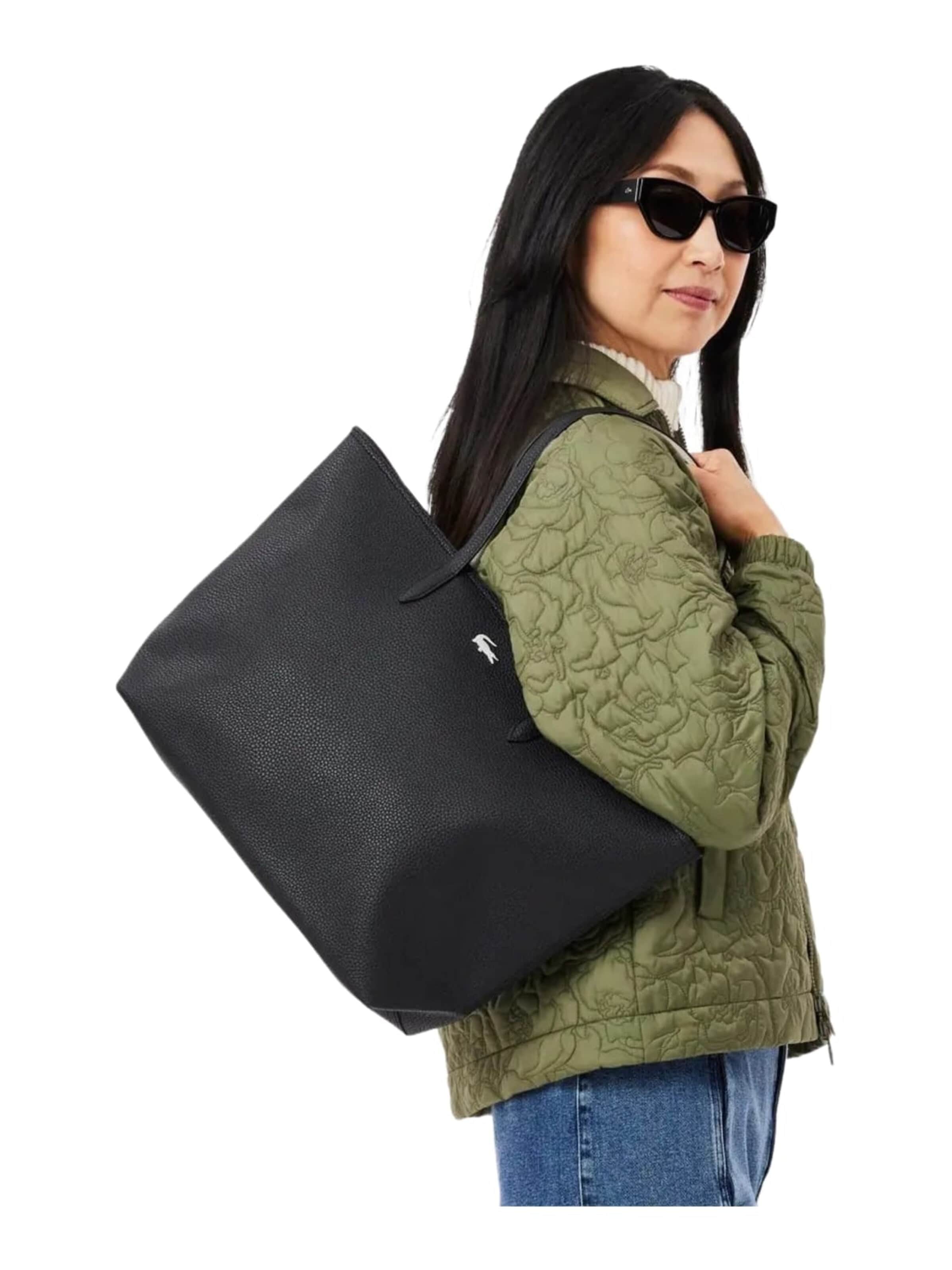 LACOSTE Nákupní taška 'Lacoste Sac Cabas Anna zippé Noir Farine' – černá