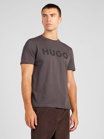 HUGO Μπλουζάκι 'Dulivio' σε γκρι: μπροστά