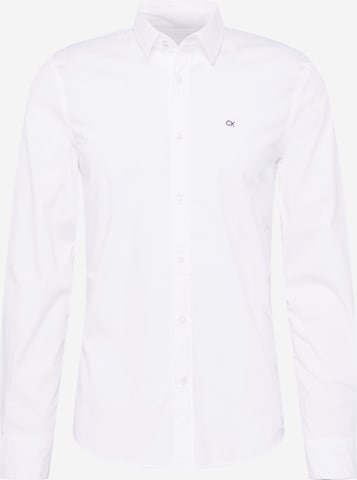 Calvin Klein - Ajuste estrecho Camisa en blanco: frente