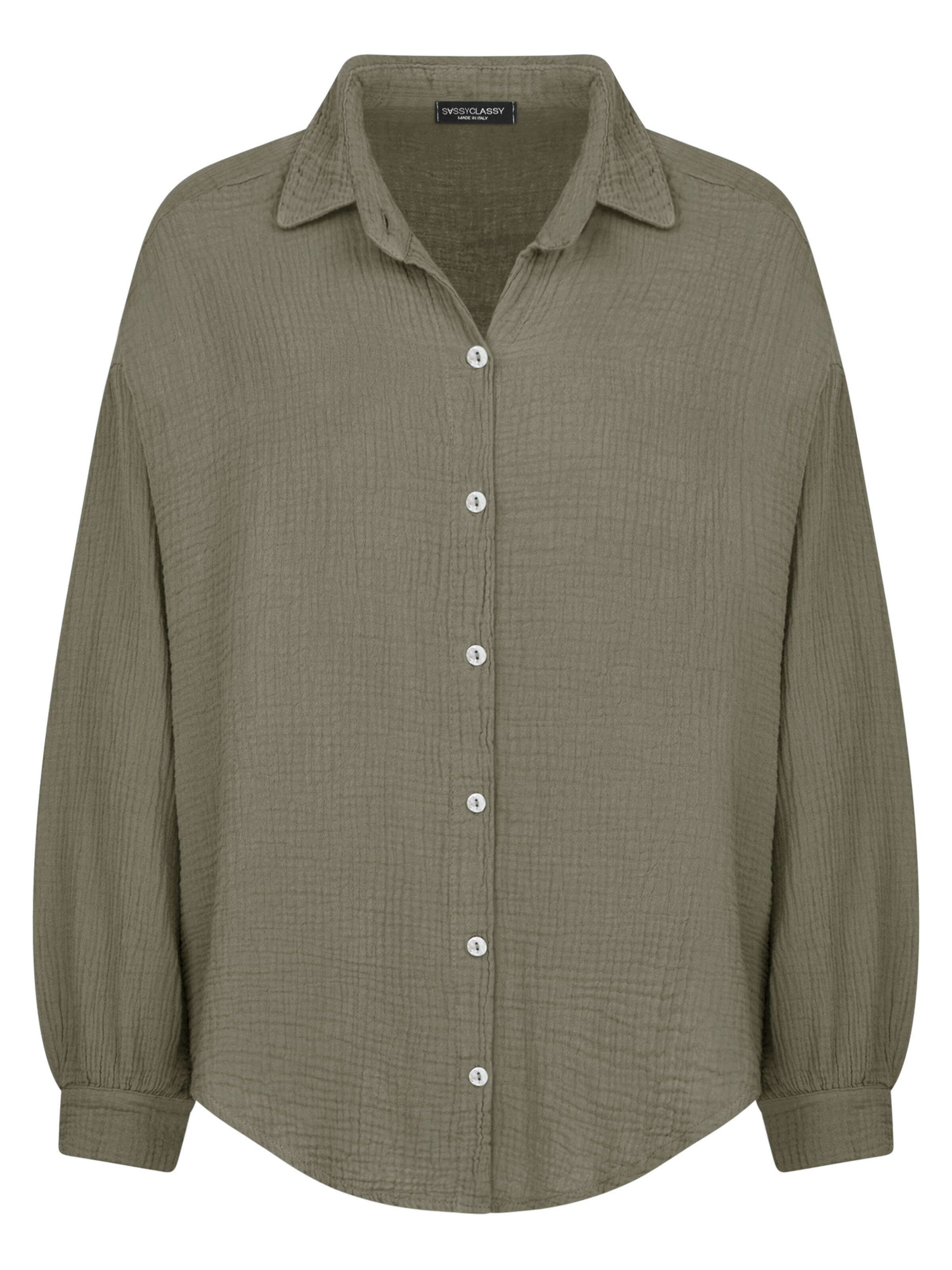 SASSYCLASSY Bluse 'kürzere Variante' in Grün: Vorderseite