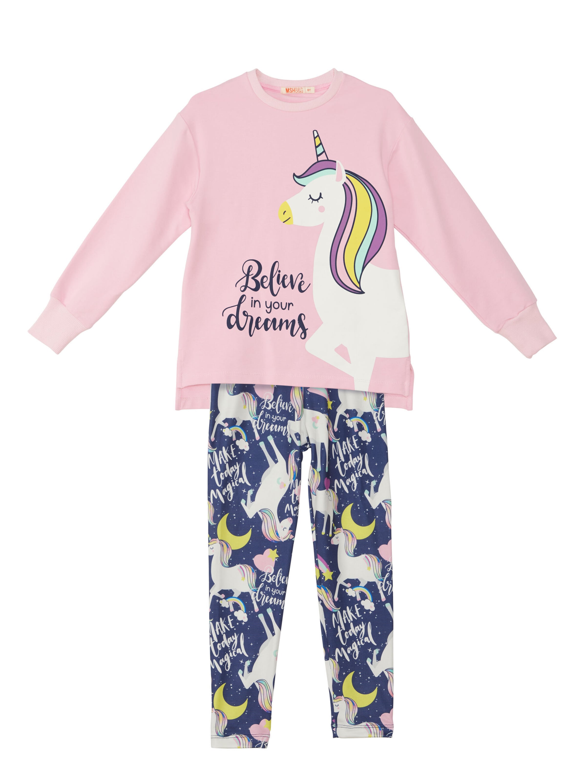 Denokids Trainingspak 'Unicorn Dream' in Roze: voorkant