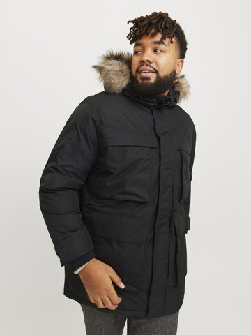 Jack & Jones Plus Winterparka in Zwart