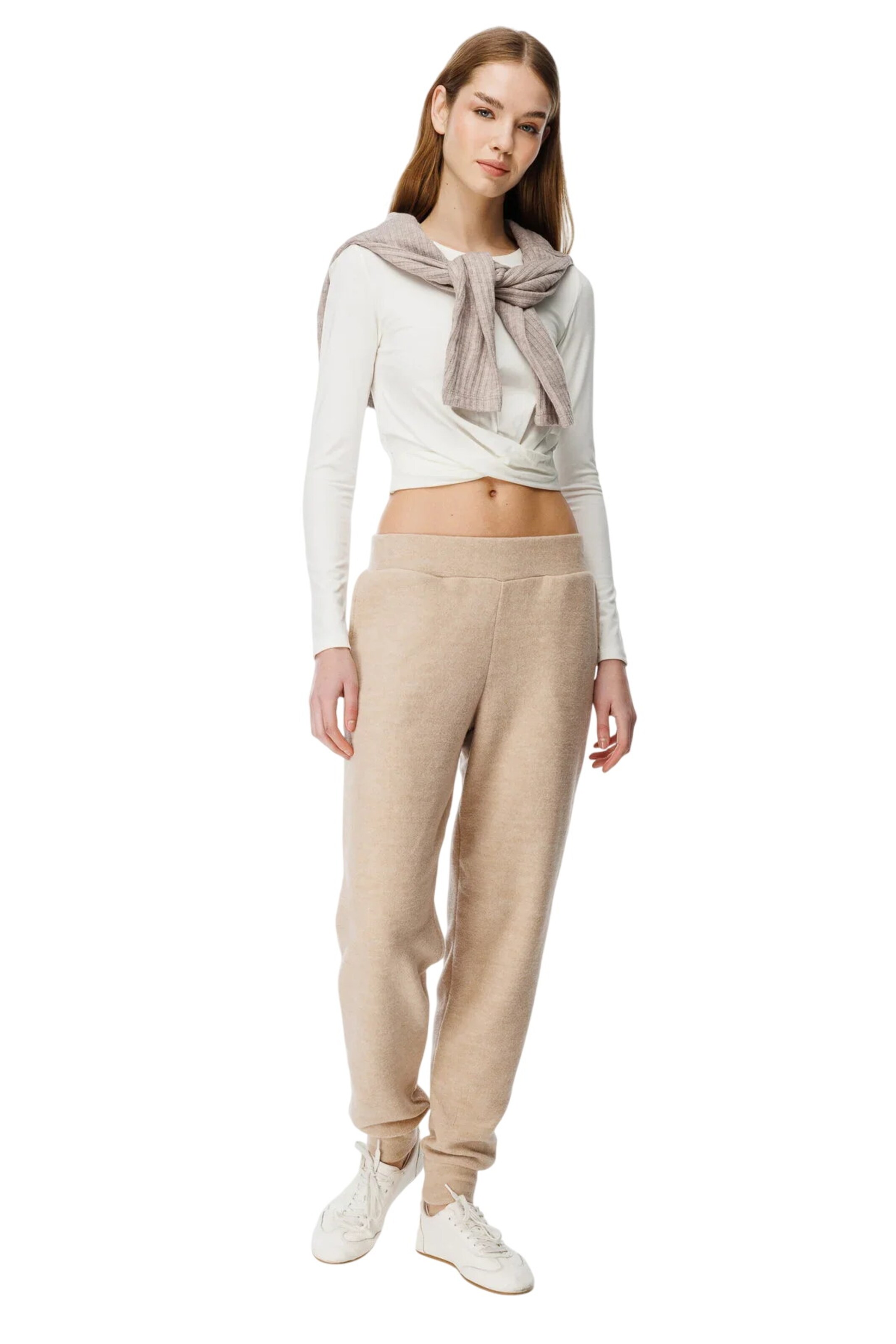 Alexa Dash Regular Workout Pants in Beige