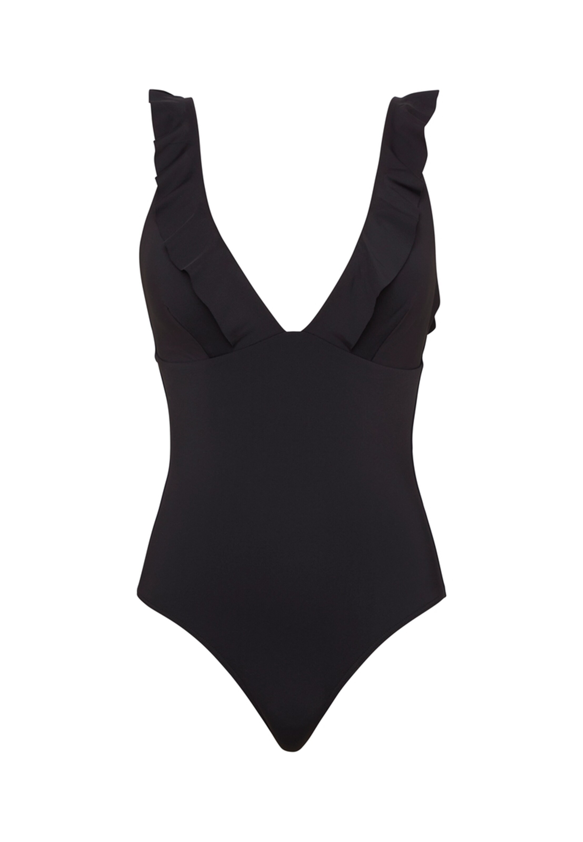 SEA LEVEL Triangel Badpak 'Frill Essentials' in Zwart: voorkant