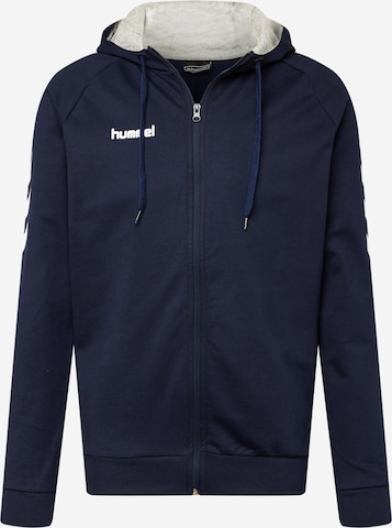 Hummel Athletic Zip-Up Hoodie in Blue: front