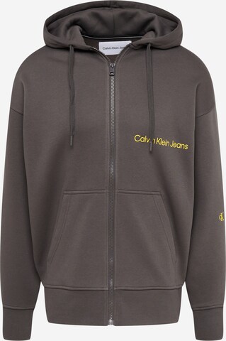 Calvin Klein Jeans Zip-Up Hoodie in Grey: front