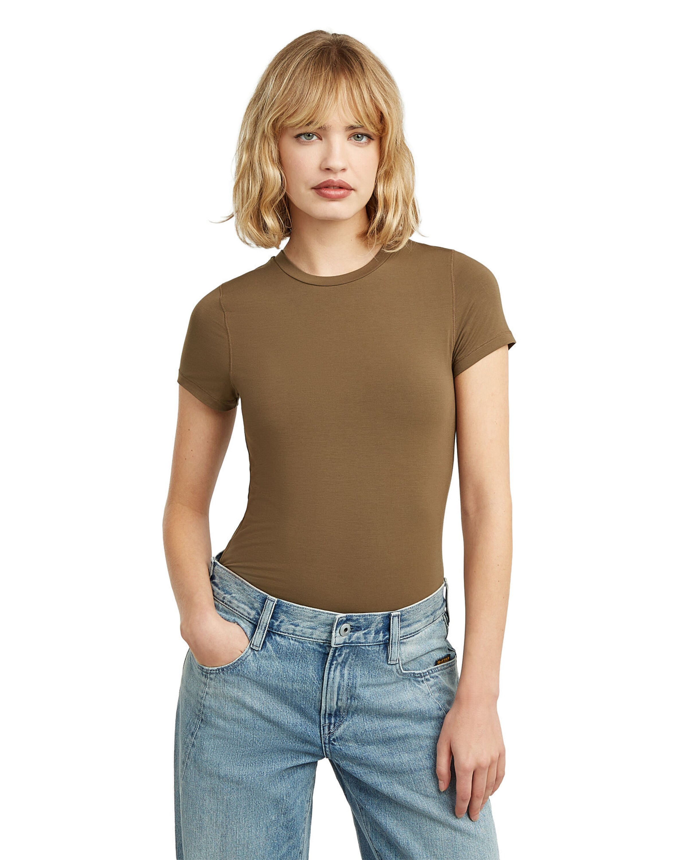 G-STAR T-Shirt - '2nd Skin T-Shirt' in Braun: Vorderseite