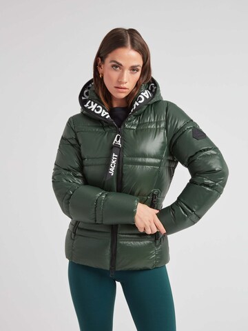 JACK1T Outdoorjas ' R4D Tramline Puffer Racer Lux ' in Groen: voorkant