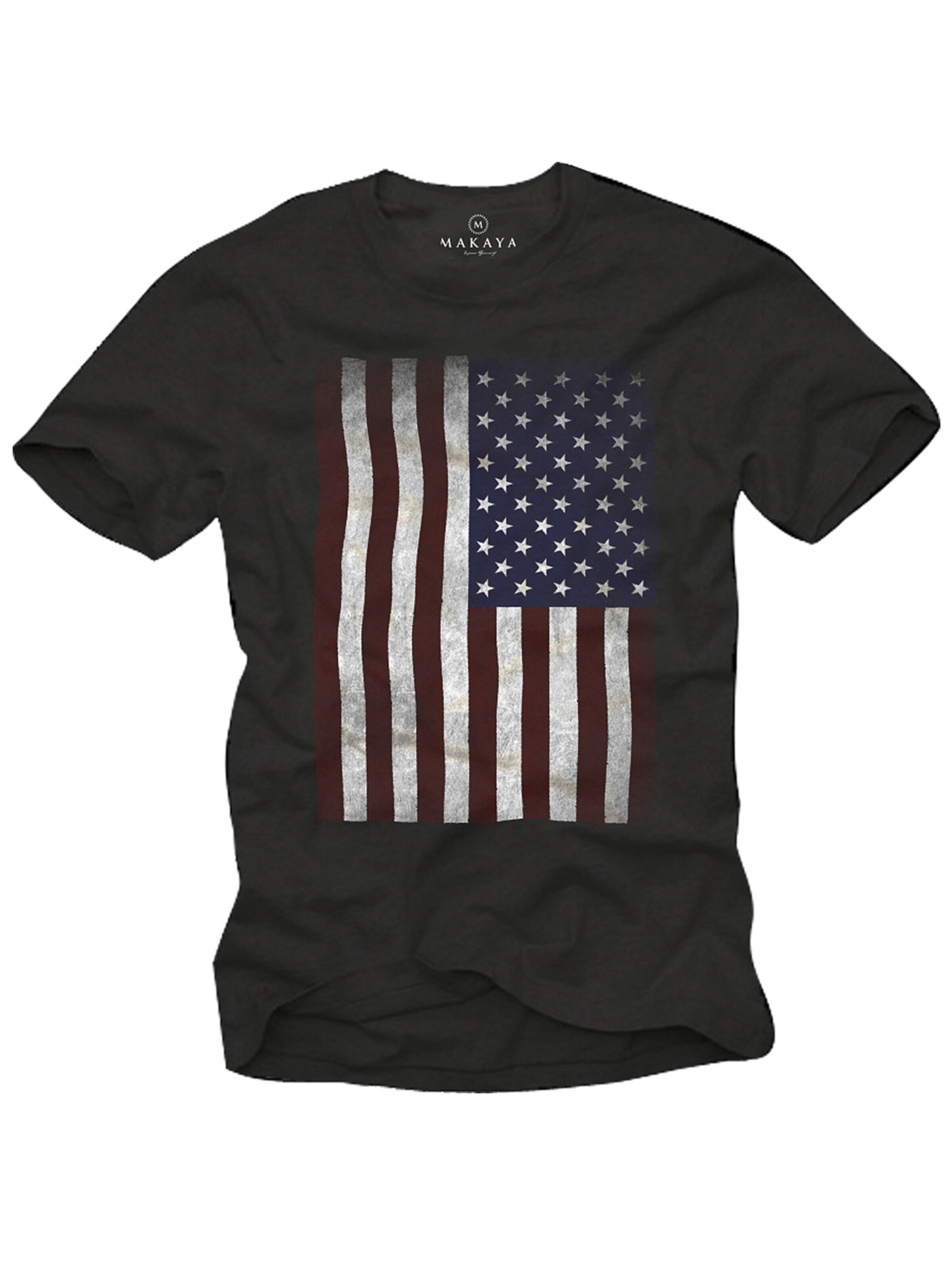MAKAYA Shirt 'USA Flagge' in Black: front