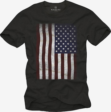 MAKAYA Shirt 'USA Flagge' in Black: front