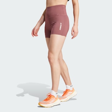 Skinny Pantalon de sport ADIDAS TERREX en marron : devant