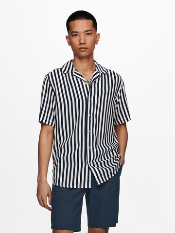 Only & Sons Comfort fit Button Up Shirt 'Wayne' in Blue: front