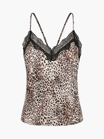 cfab (formerly creamy fabrics) Slaapshirt 'Satin Cami Top mit Spitze' in Beige: voorkant