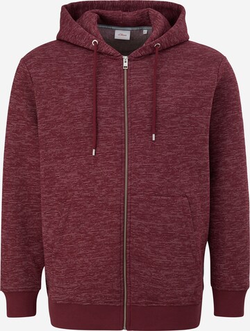 s.Oliver Men Big Sizes Zip-Up Hoodie in Red: front