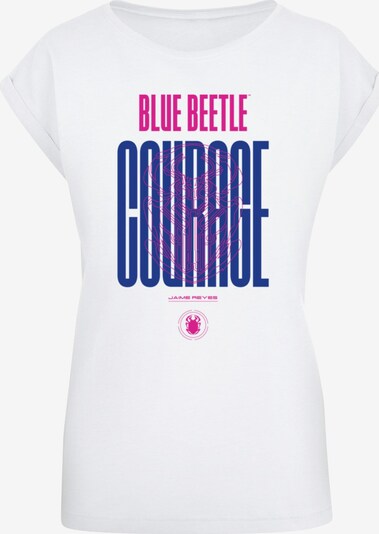 ABSOLUTE CULT T-shirt 'Blue Beetle - Courage' en bleu outremer / rose foncé / blanc, Vue avec produit