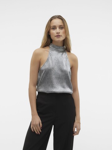 VERO MODA Blouse 'FELINE' in Zilver: voorkant