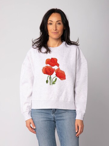Sweat-shirt 'Poppy Flowers ' Watapparel en gris : devant