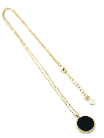 Sergio Engel Kette 'Beach Kette 02 Vergoldete Edelstahlkette mit Natursteinanhänger'‌‌‌‌‌‌ in Schwarz: Vorderseite