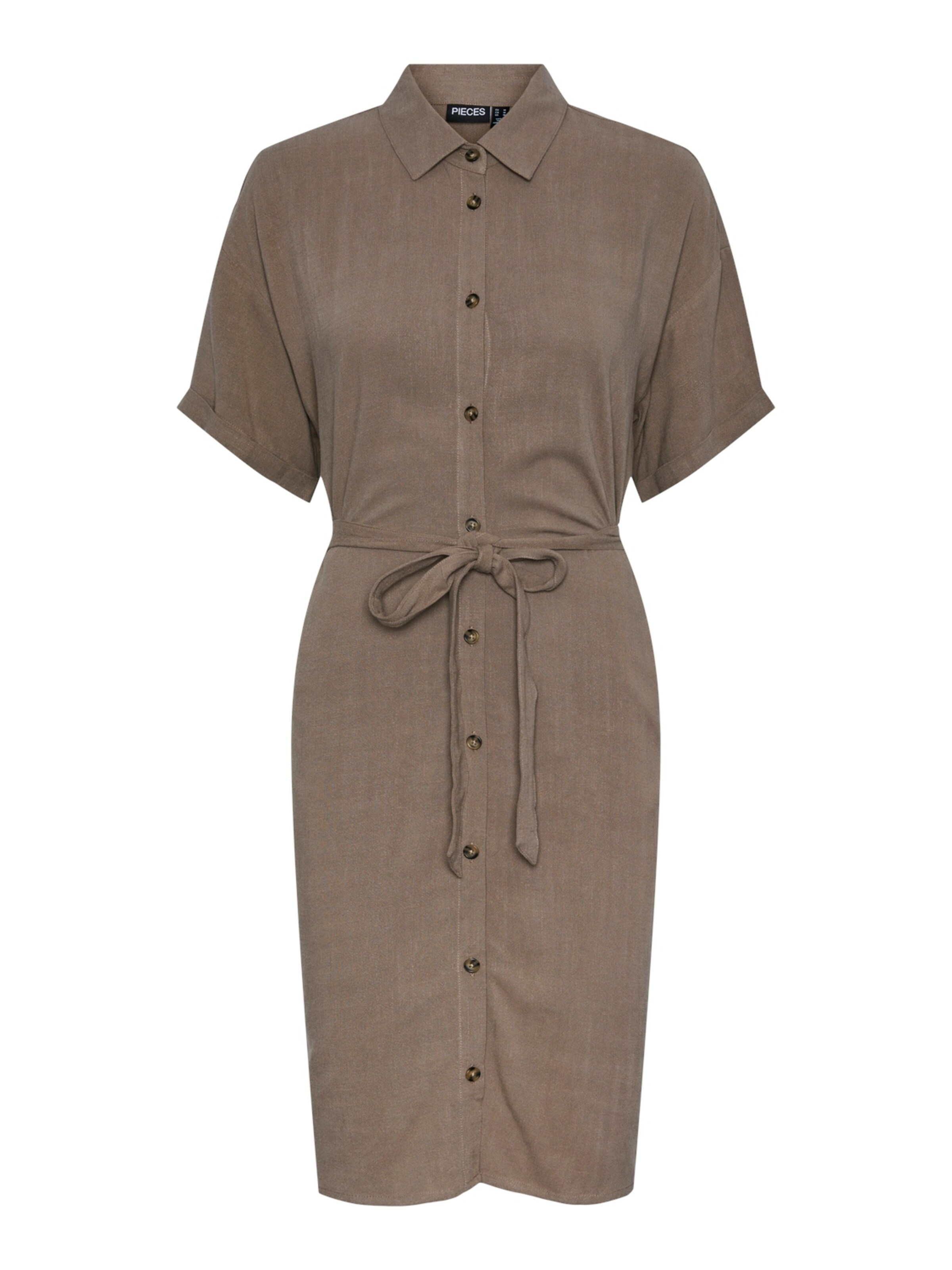 PIECES Рокля тип риза 'VINSTY' в кафяво: отпред