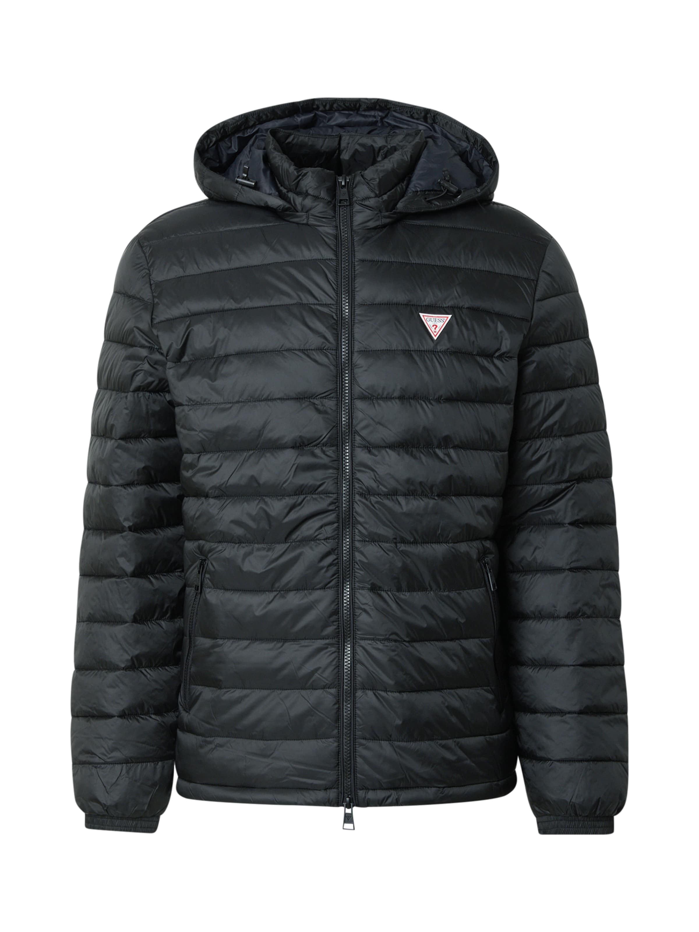 GUESS JEANS Φθινοπωρινό και ανοιξιάτικο μπουφάν σε μαύρο: μπροστά