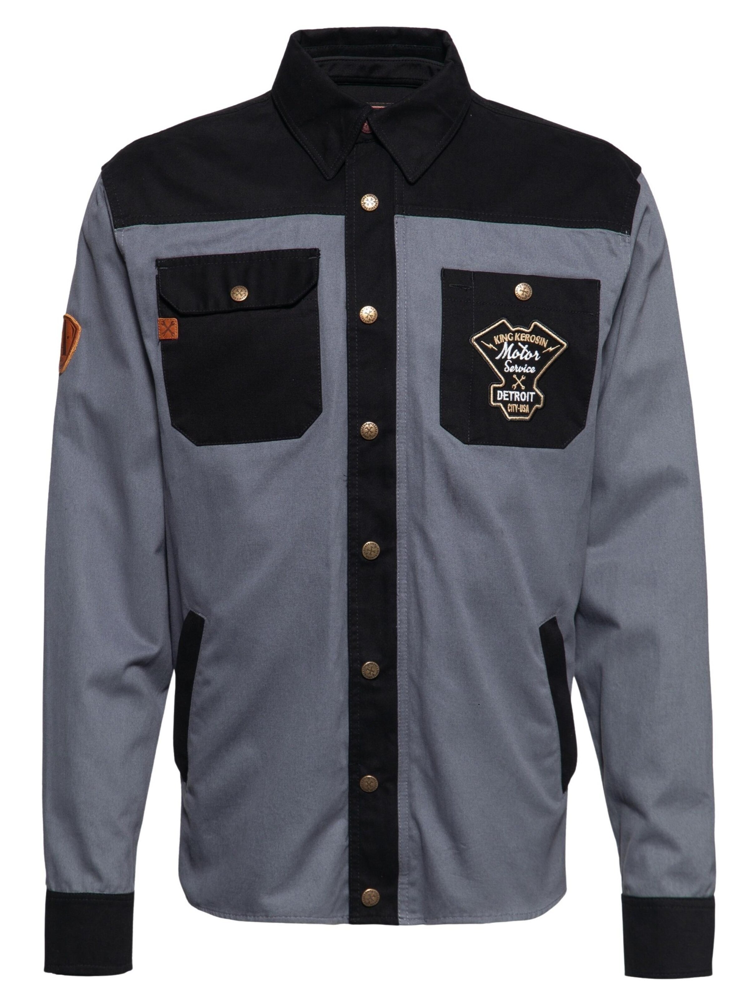 King Kerosin Button Up Shirt 'K.K. Adventure Gear - Motor Service' in 5XL in Grey, Item view