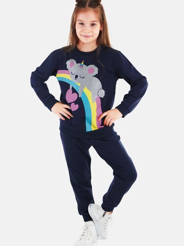 Survêtement 'Glitter Koala' Denokids en bleu : devant