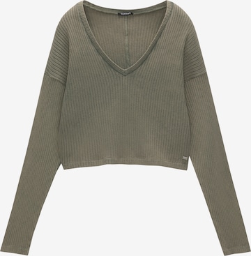 Pull&Bear Sweter w kolorze zielony: przód