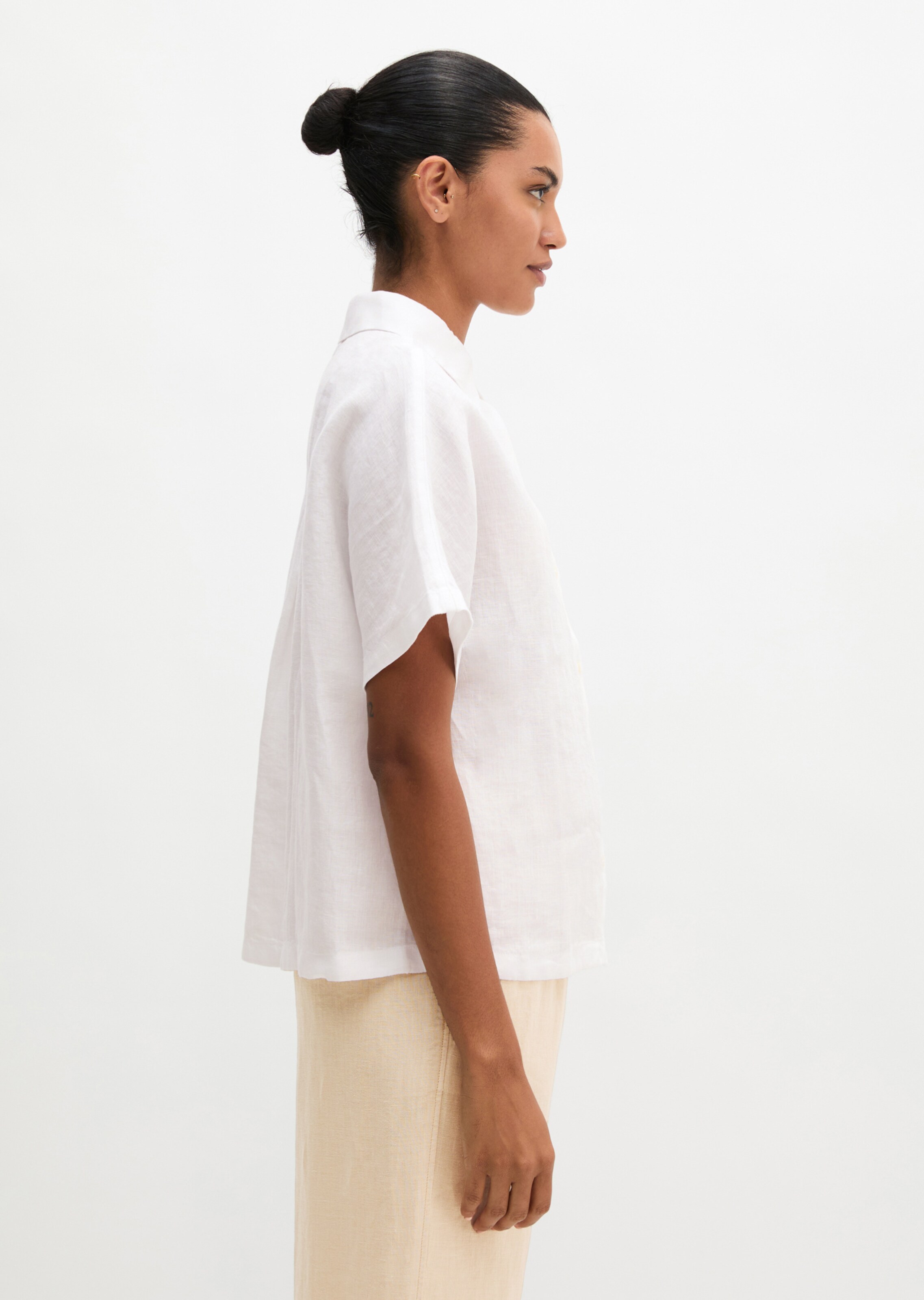 Marc O'Polo Blouse ' mit breiter Kellerfalten im Rücken ' in Wit