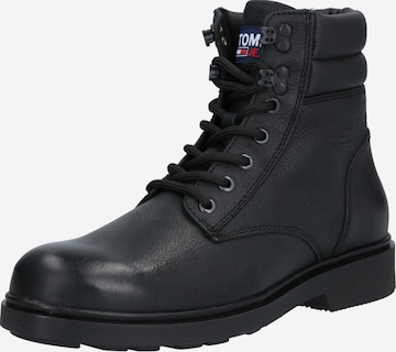 Tommy Jeans Veterboots in Zwart: voorkant