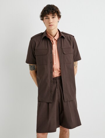 Koton Regular fit Button Up Shirt in Brown: front