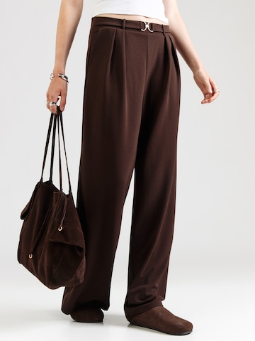 s.Oliver BLACK LABEL Wide leg Pleat-Front Pants in Brown: front