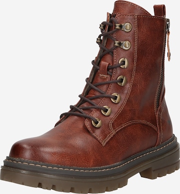 MUSTANG Lace-up bootie in Brown: front