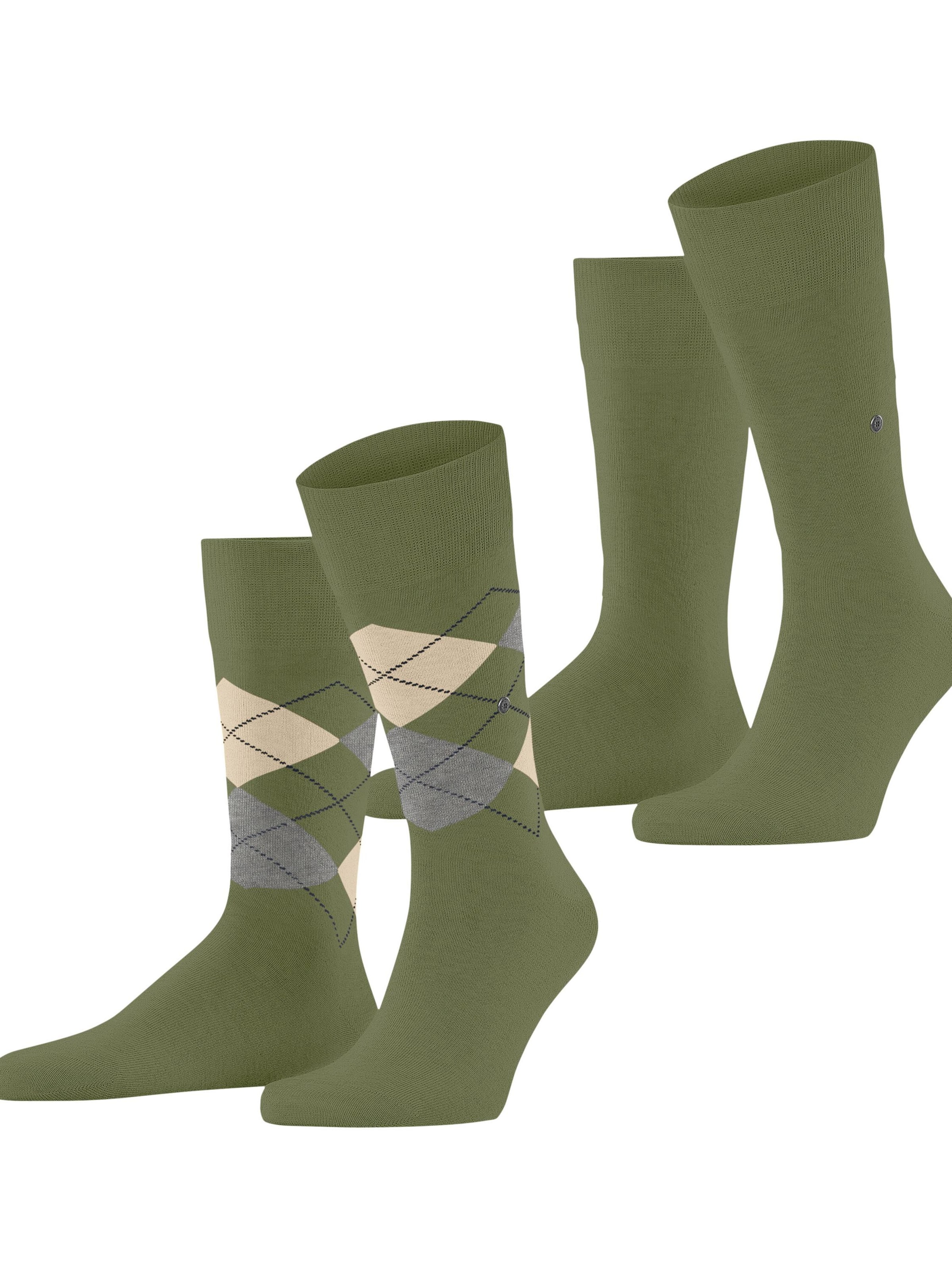 BURLINGTON Socks 'Everyday Argyle Mix 2-Pack' in Green: front