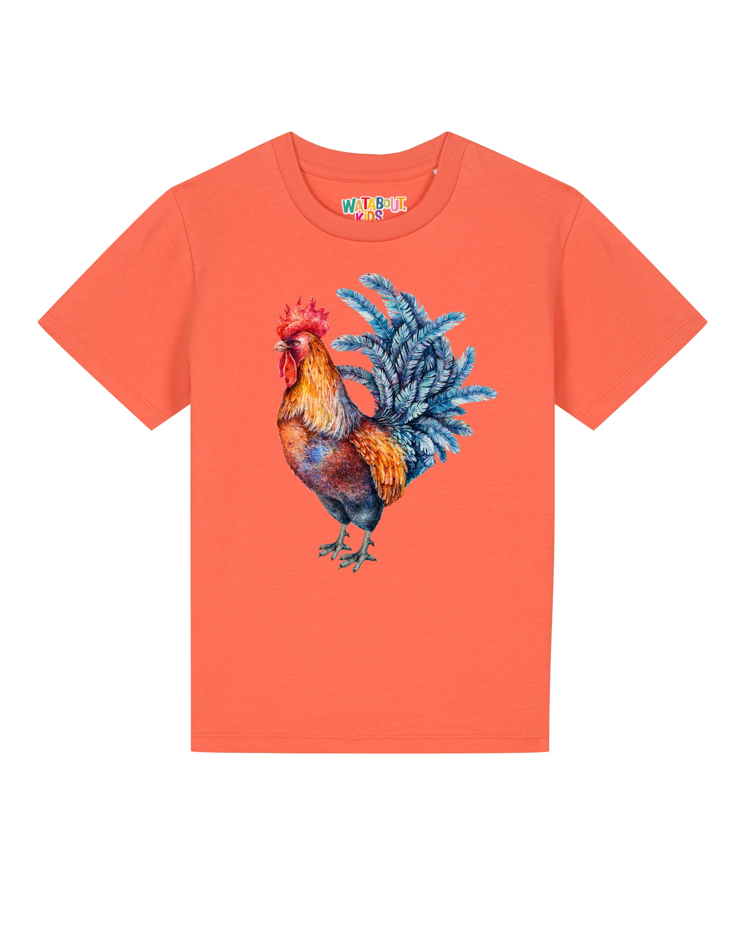 Maglietta 'Grimmiger Gockel' di watabout.kids in arancione: frontale