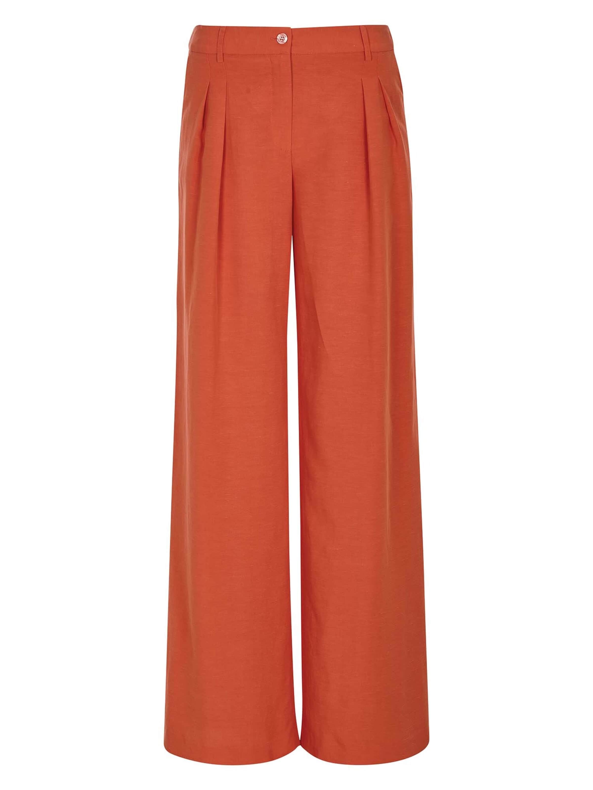 MADELEINE Loosefit Bandplooibroek in Oranje: voorkant