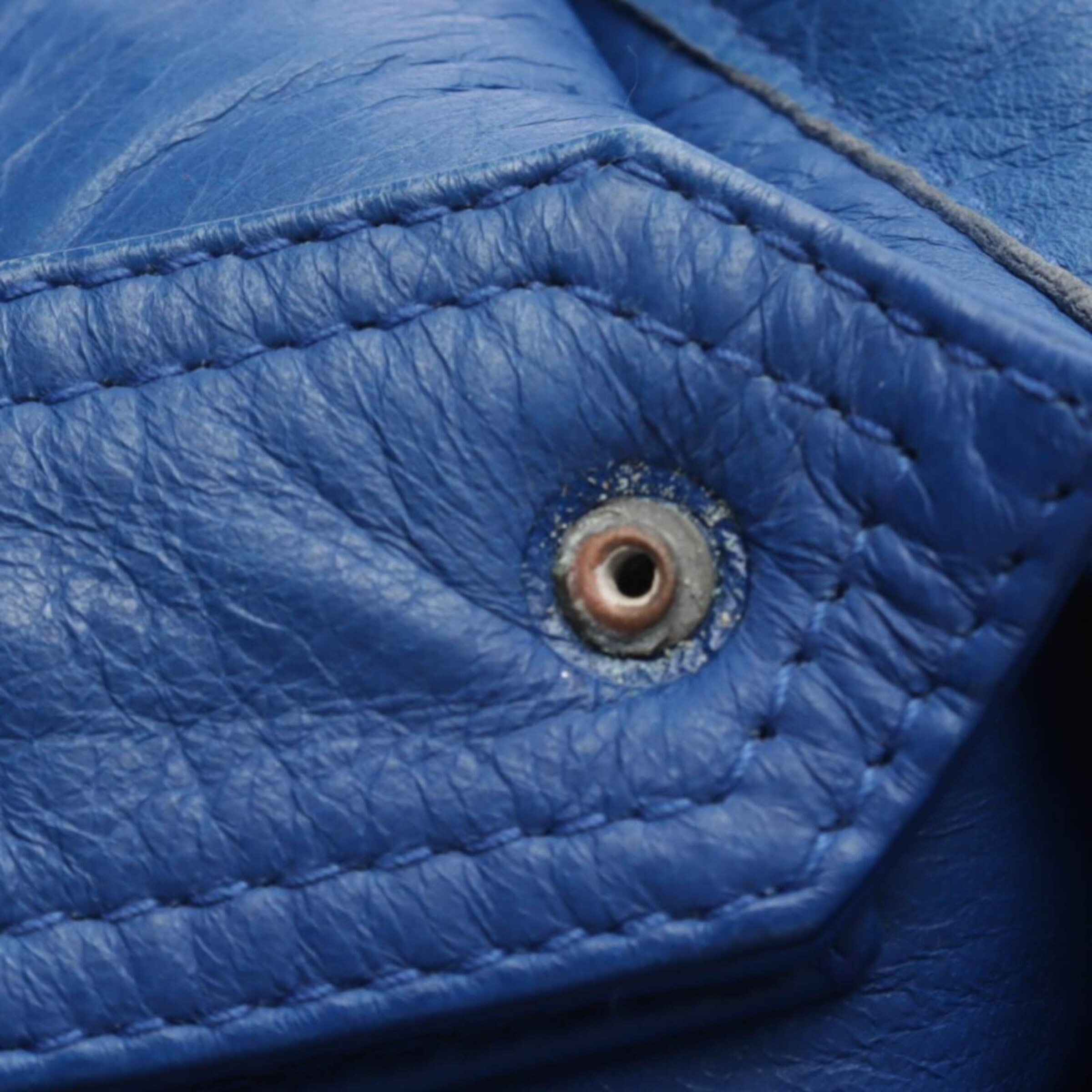 Balenciaga Lederjacke / Ledermantel XS in Blau