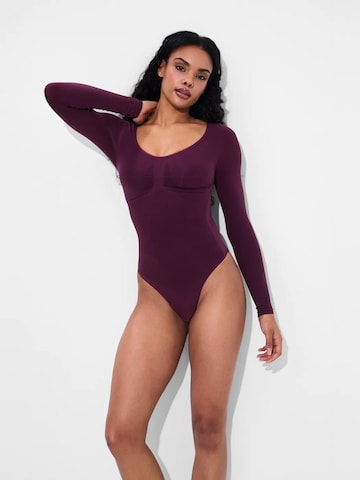 creamy Shapingbody 'Sculpting Shapewear Longsleeve mit Slip' in Rot: Vorderseite