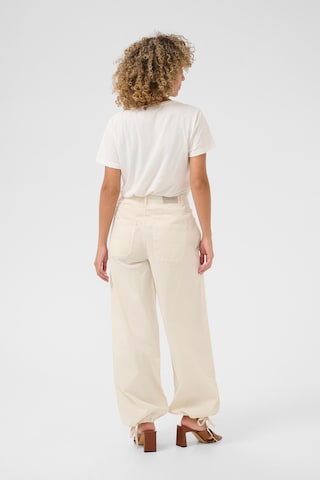 Cream Tapered Trousers 'Berta' in Beige