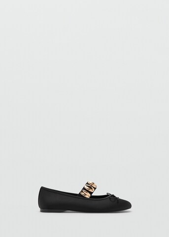 MANGO Ballet Flats with Strap 'Fant' in Black