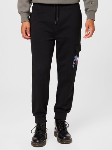 HUGO Red - Tapered Pantalón 'Dobcat' en negro: frente