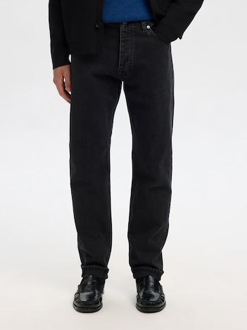 Coupe slim Jean 'SLH175-BEN KORI' SELECTED en noir : devant