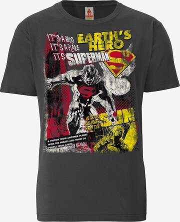 LOGOSHIRT Shirt 'Superman' in Grey: front