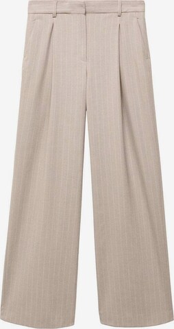 MANGO Wide leg Bandplooibroek 'Florida' in Beige: voorkant