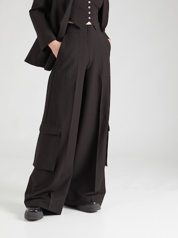 Wide Leg Pantalon à plis 'Himana' HUGO en noir : devant