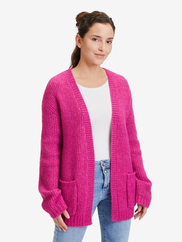 Cartoon Knit Cardigan in Pink: front