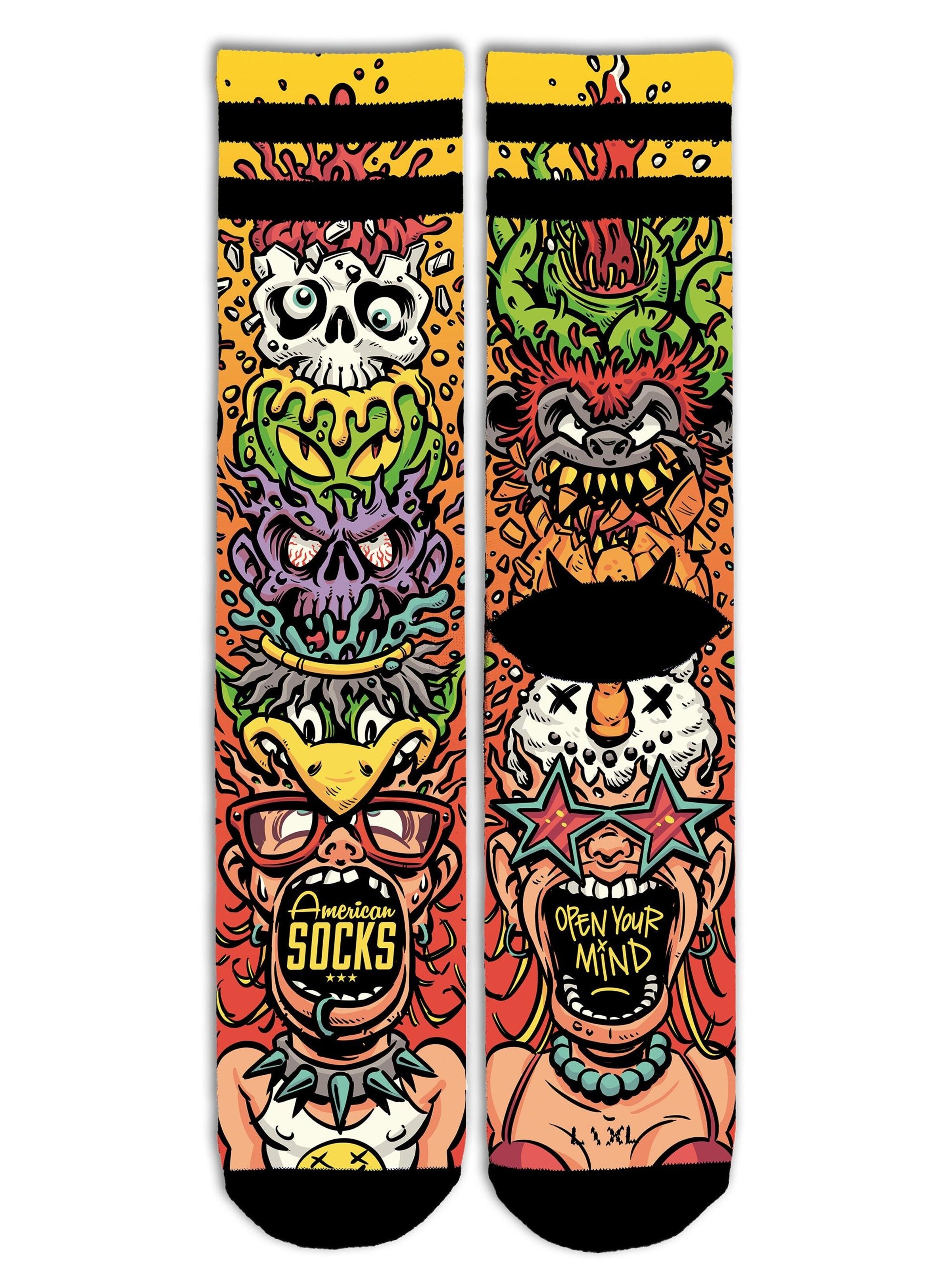 Calzino 'Open your mind' di American Socks in arancione: frontale