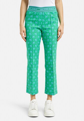 Milano Italy Regular Knöchellange Hose mit Biesen und All Over Print in Grün: Vorderseite